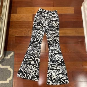 y2k animal/zebra print flare pants